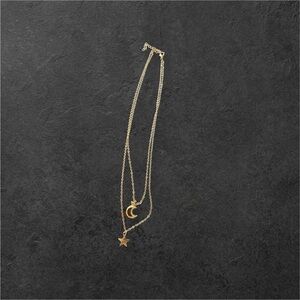 Gold Layered Necklace with Star and Moon Charms‎ Celestial Jewelry
